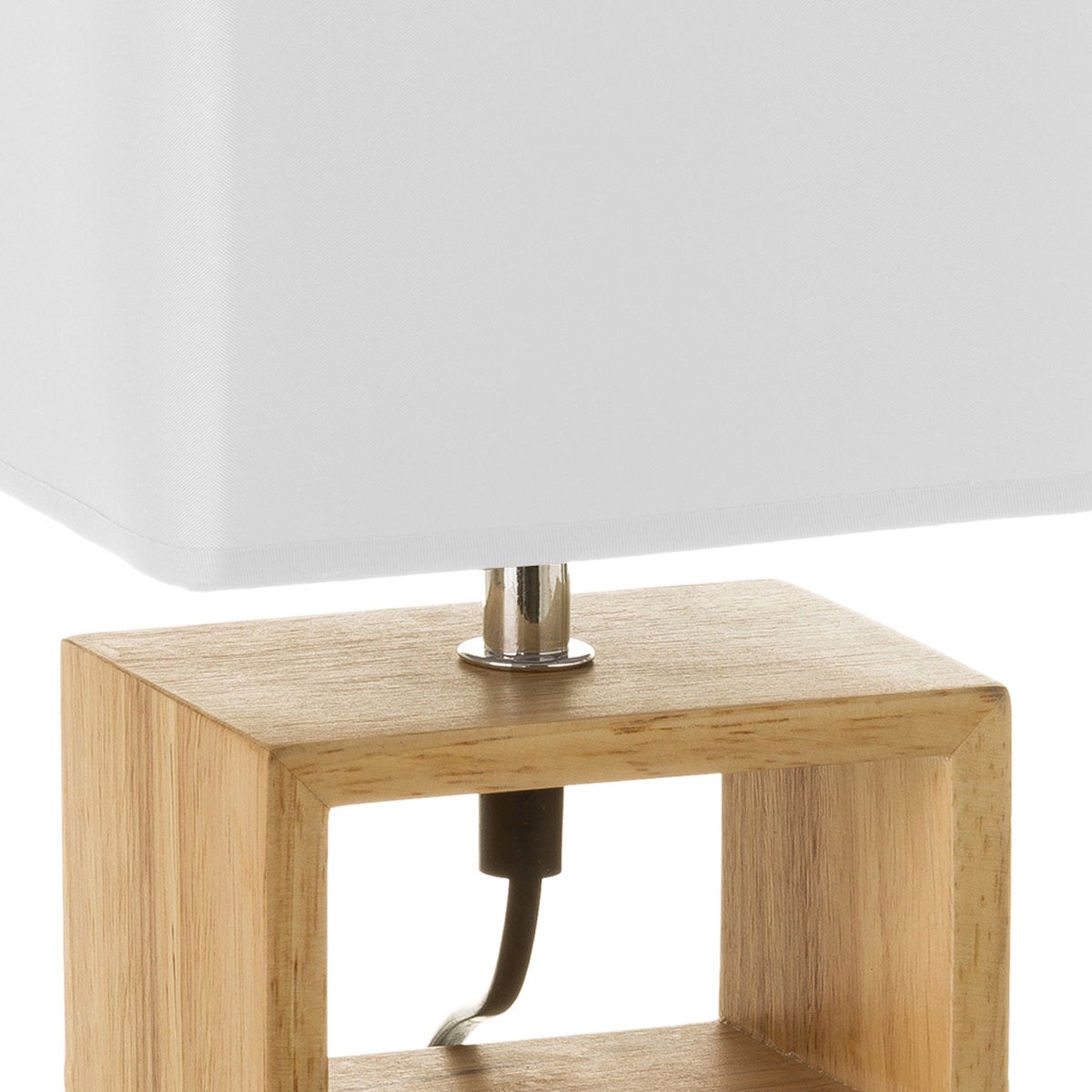 Lámpara de mesita de noche de madera marrón de 24x10x15 cm