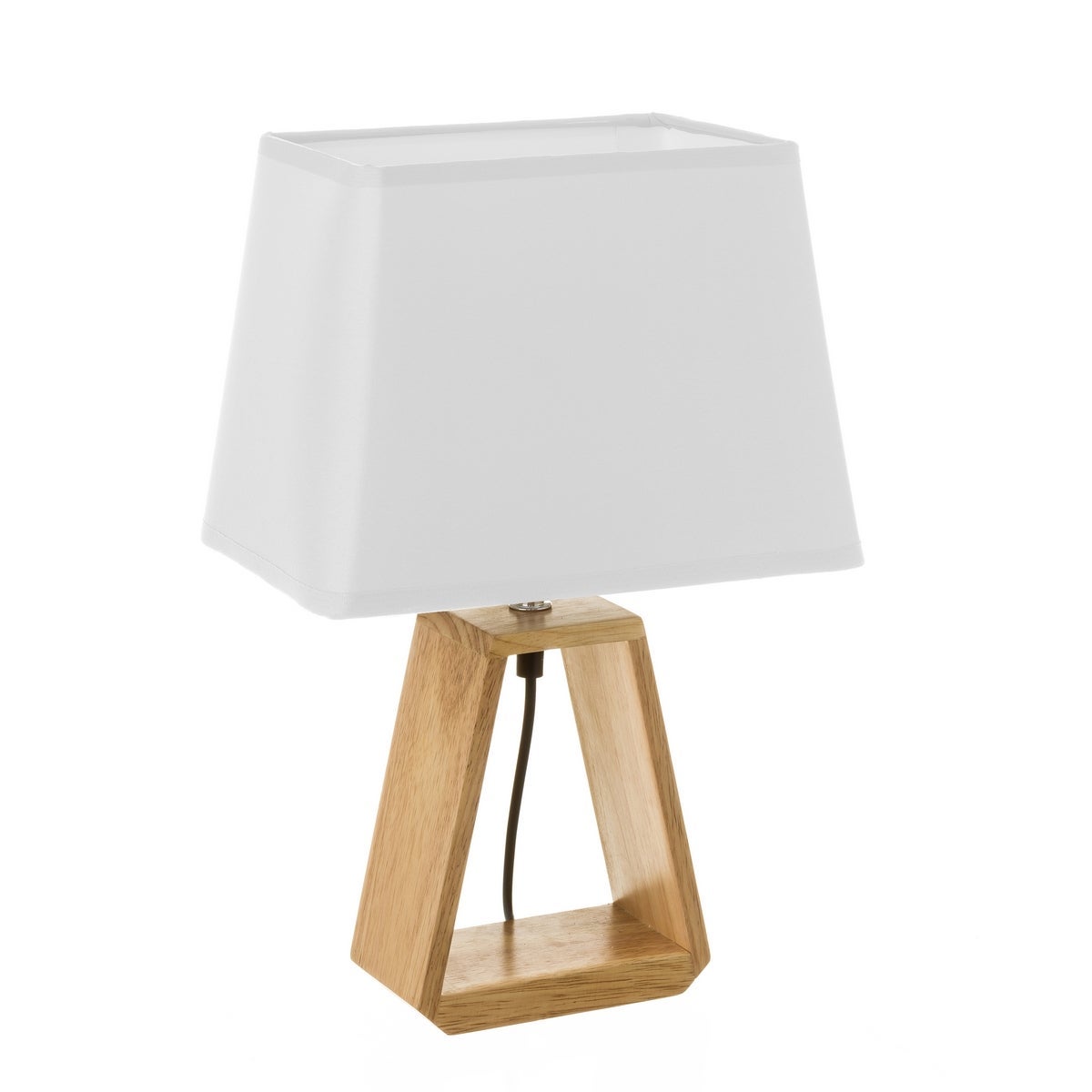 Lámpara de mesita de noche de madera marrón de 41x12x26 cm
