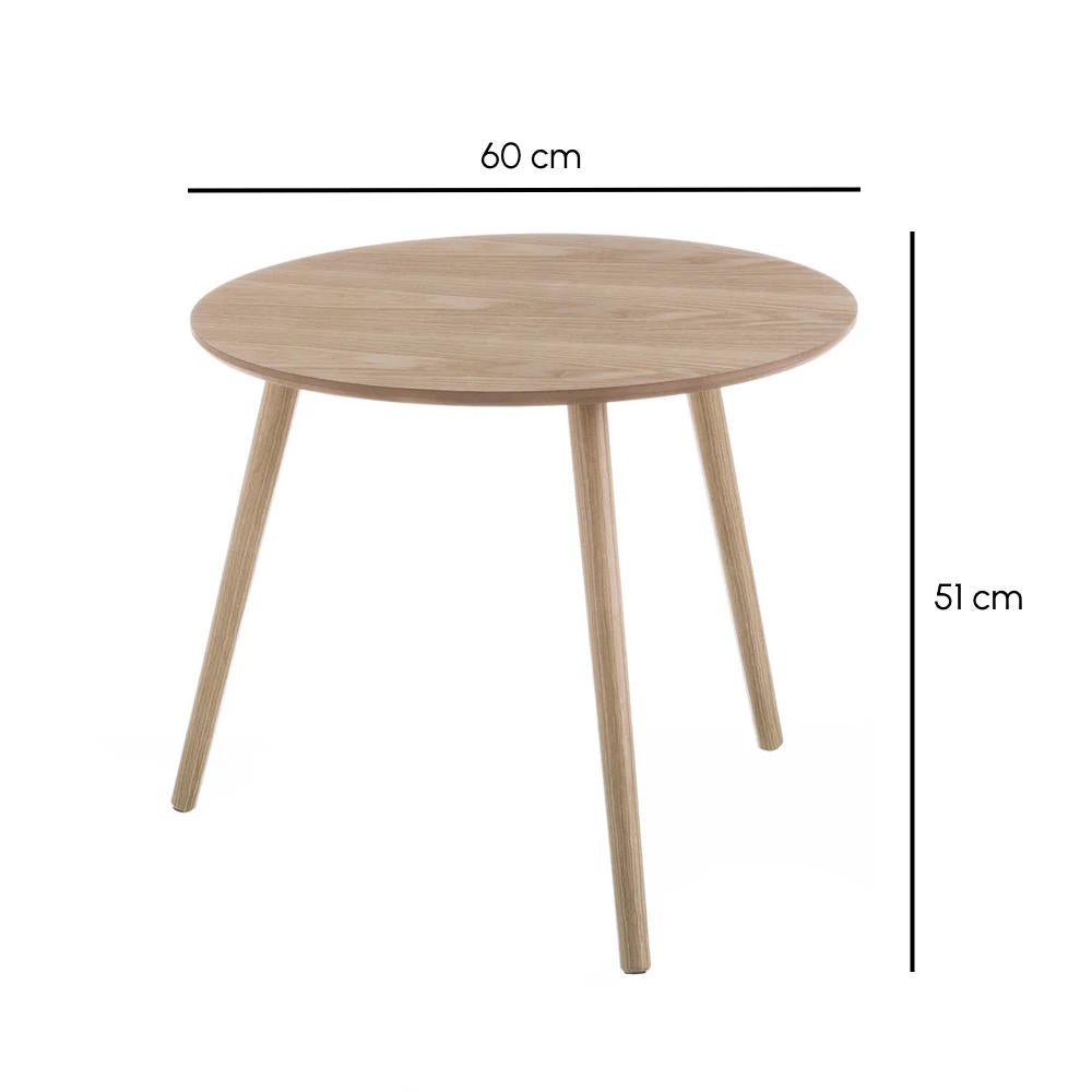 Mesa auxiliar redonda marrón de madera 60x60x51 cm