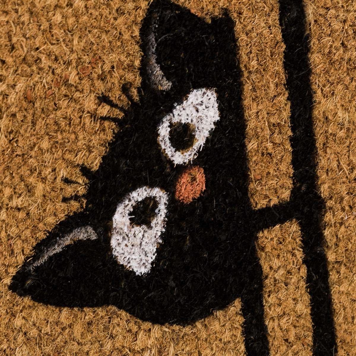 Felpudo antideslizante de fibra de coco natural modelo Gato de 60x40 cm