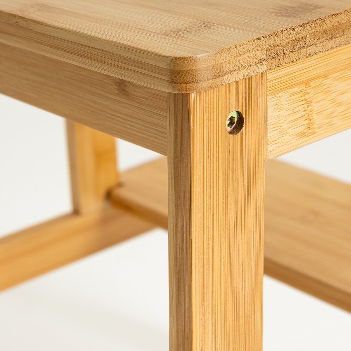 Taburete escalera de 2 alturas de bambú natural de 42x43x47 cm