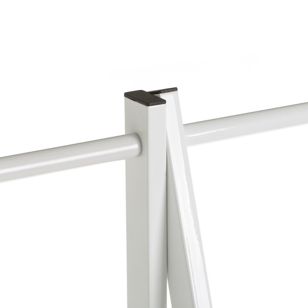 Perchero de madera y metal blanco con barra y baldas 55x45x150 cm