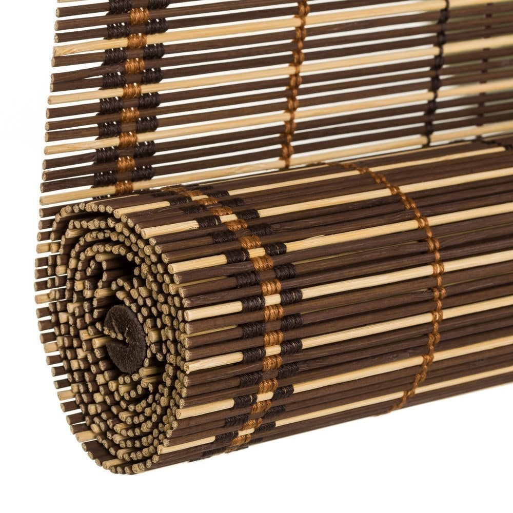 Estor enrollable marrón de varillas de bambú de 90x180 cm