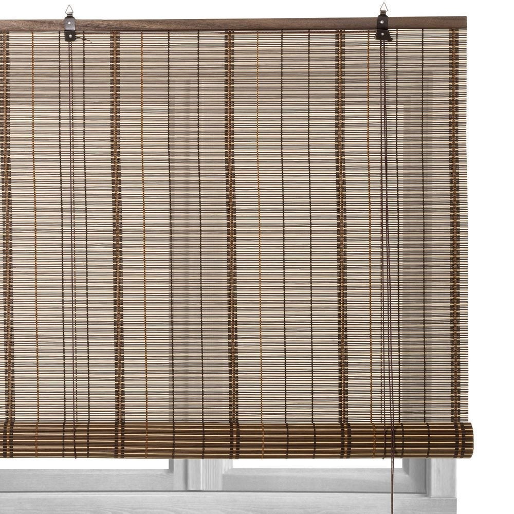 Estor enrollable marrón de varillas de bambú de 140x180 cm