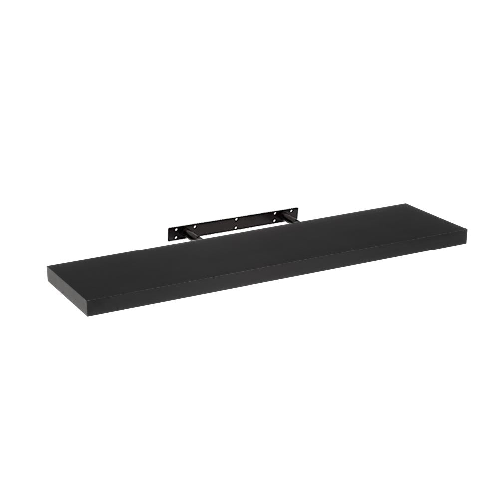Estante de pared flotante de madera MDF negro de 23x100 cm