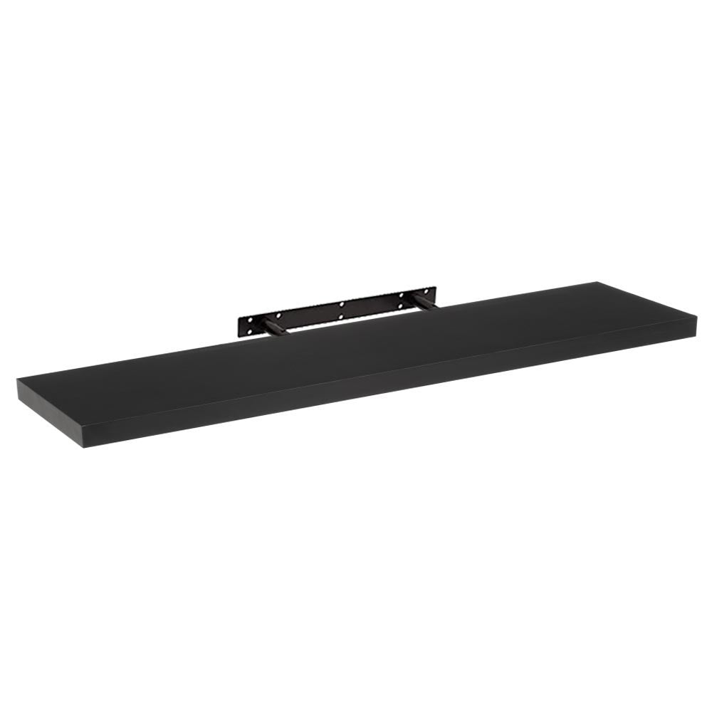 Estante de pared flotante de madera MDF negro de 23x120 cm