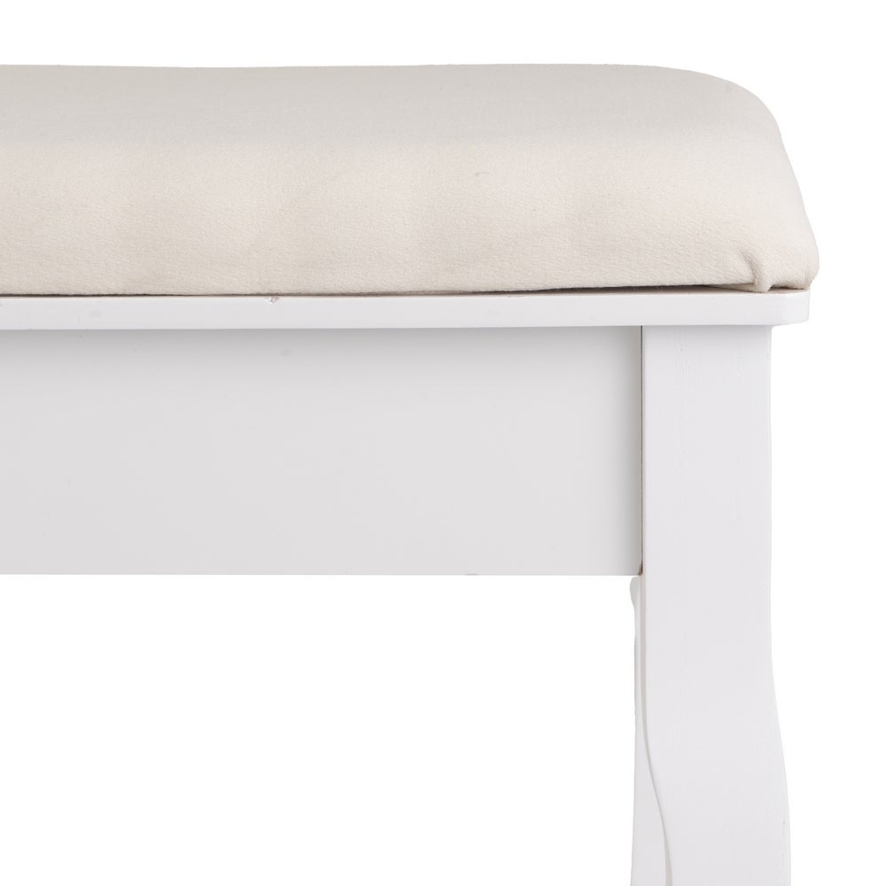 Banqueta de tocador de madera de paulonia blanca de 39x30x50 cm