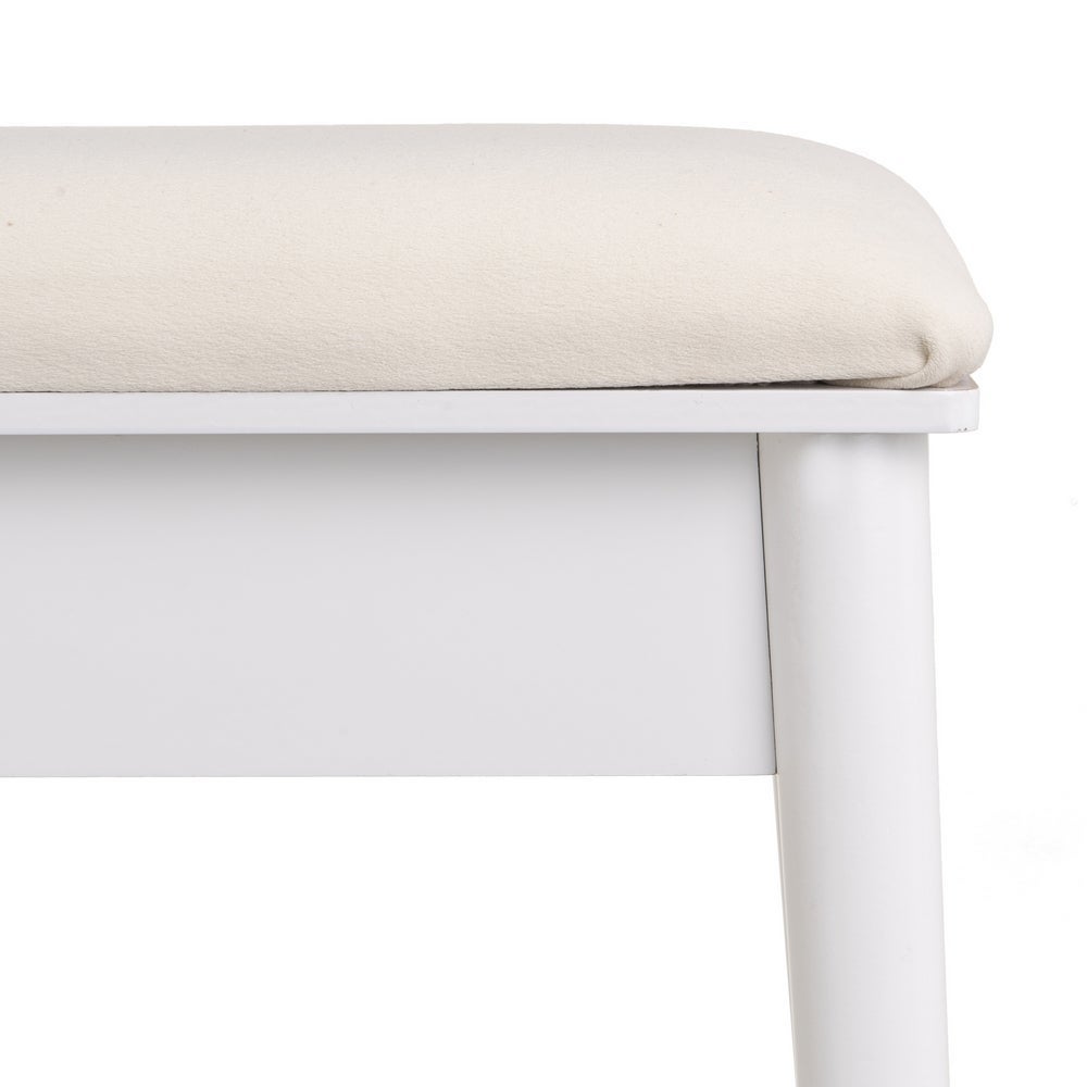 Banqueta de tocador de madera de paulonia blanca de 38x29x45 cm