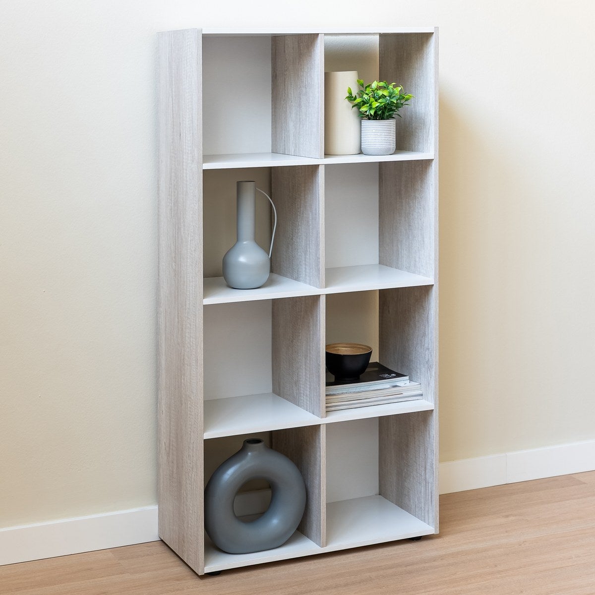 Estantería cubo de madera MDF blanca de 60x29x120 cm