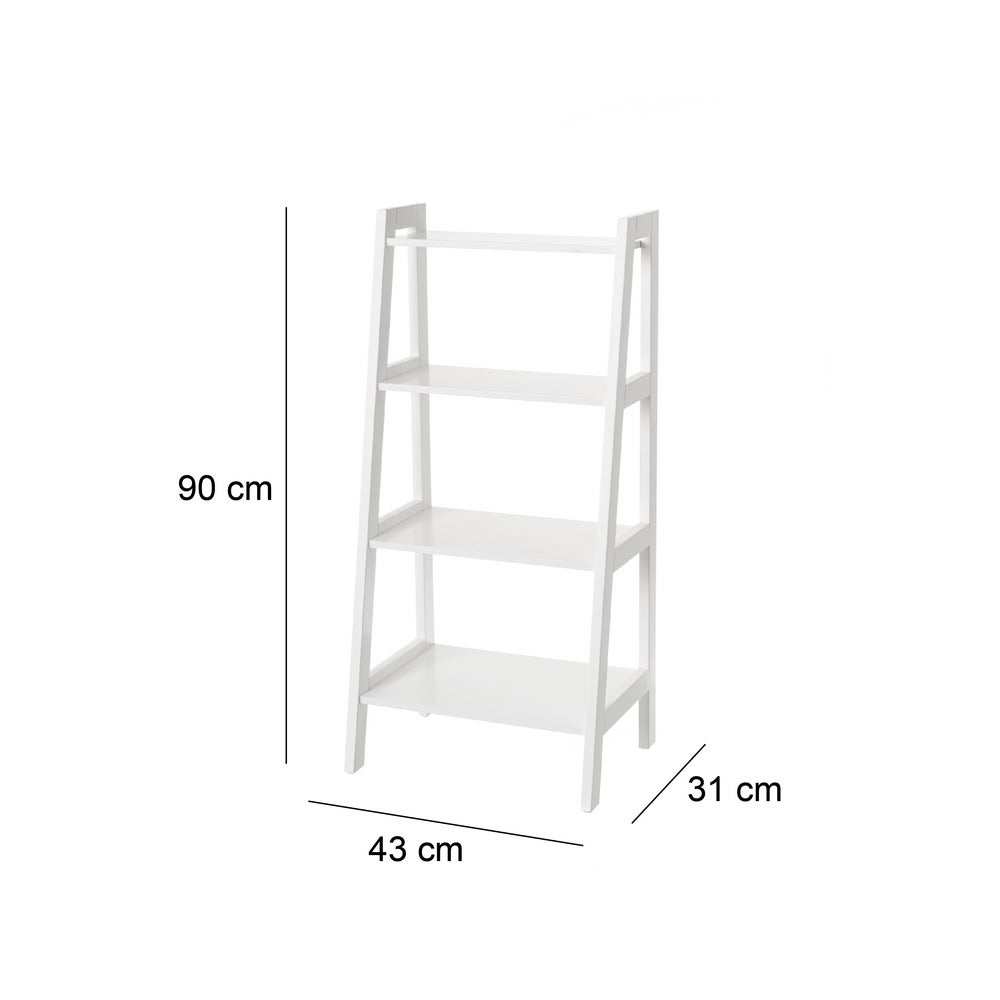 Estantería escalera con 4 estantes blanca de 43x90 cm