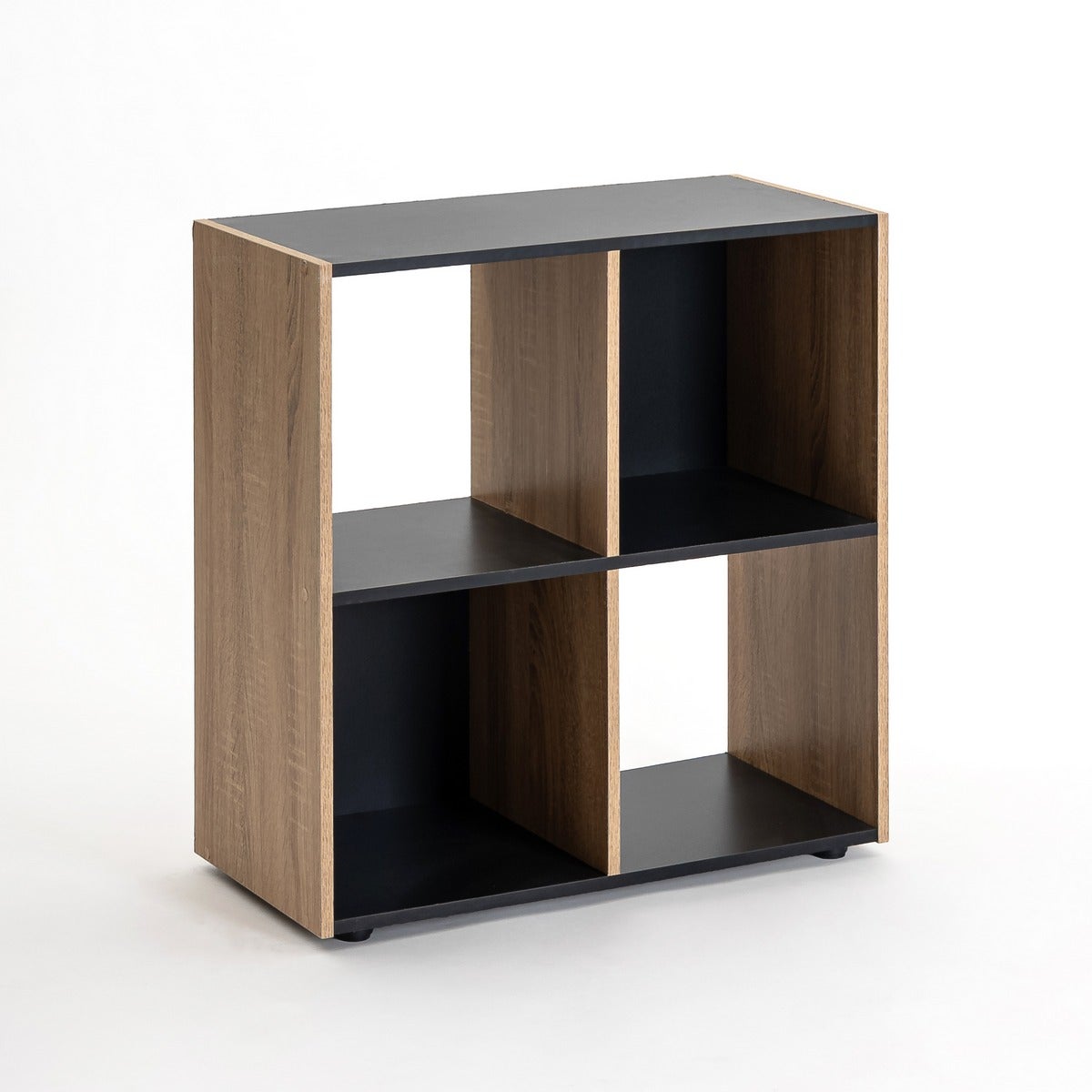Estantería Cubo de 4 huecos color negro y madera de 60x60 cm
