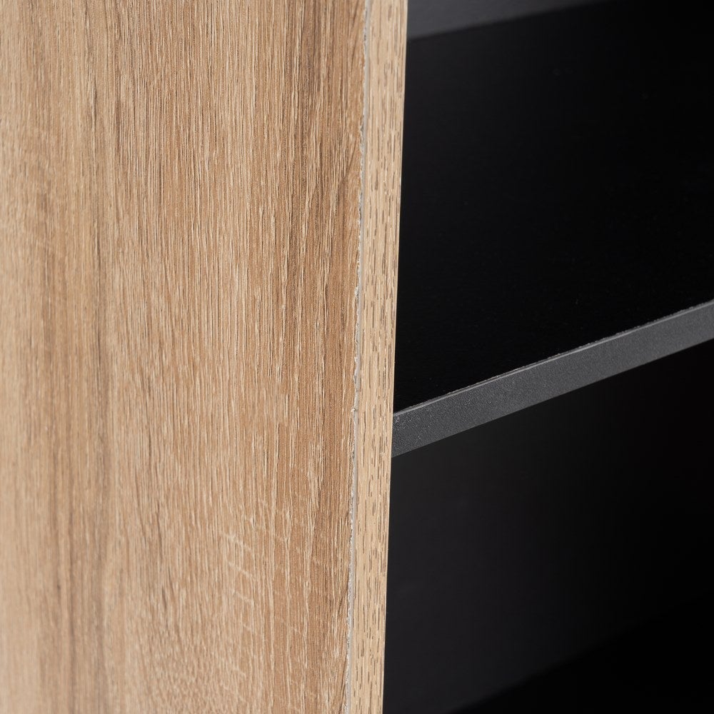 Librería de 3 estantes de MDF negra y beige de 60x29x147 cm