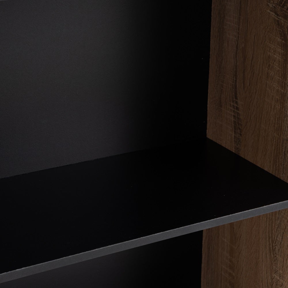 Librería de 3 estantes de MDF negra y beige de 60x29x147 cm