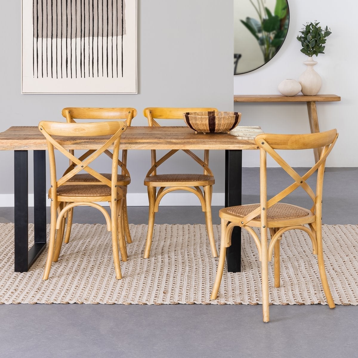 Pack de 2 sillas aspas natural de madera de olmo
