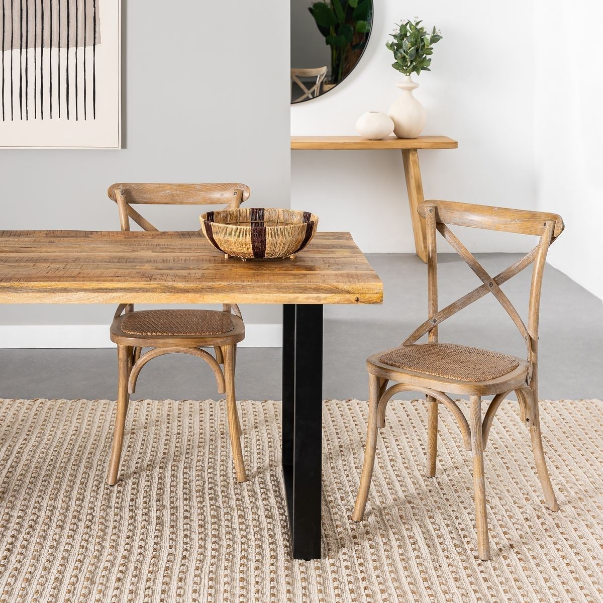 Pack de 2 sillas aspas marrones de madera de olmo