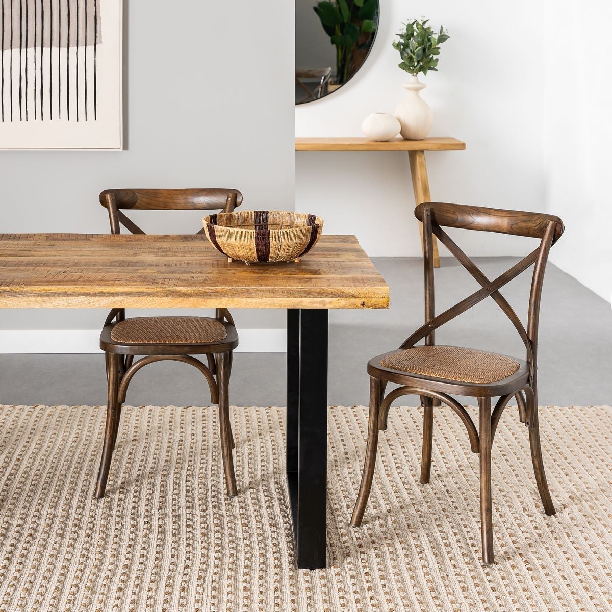 Pack de 4 sillas aspas marrones oscuro de madera de olmo