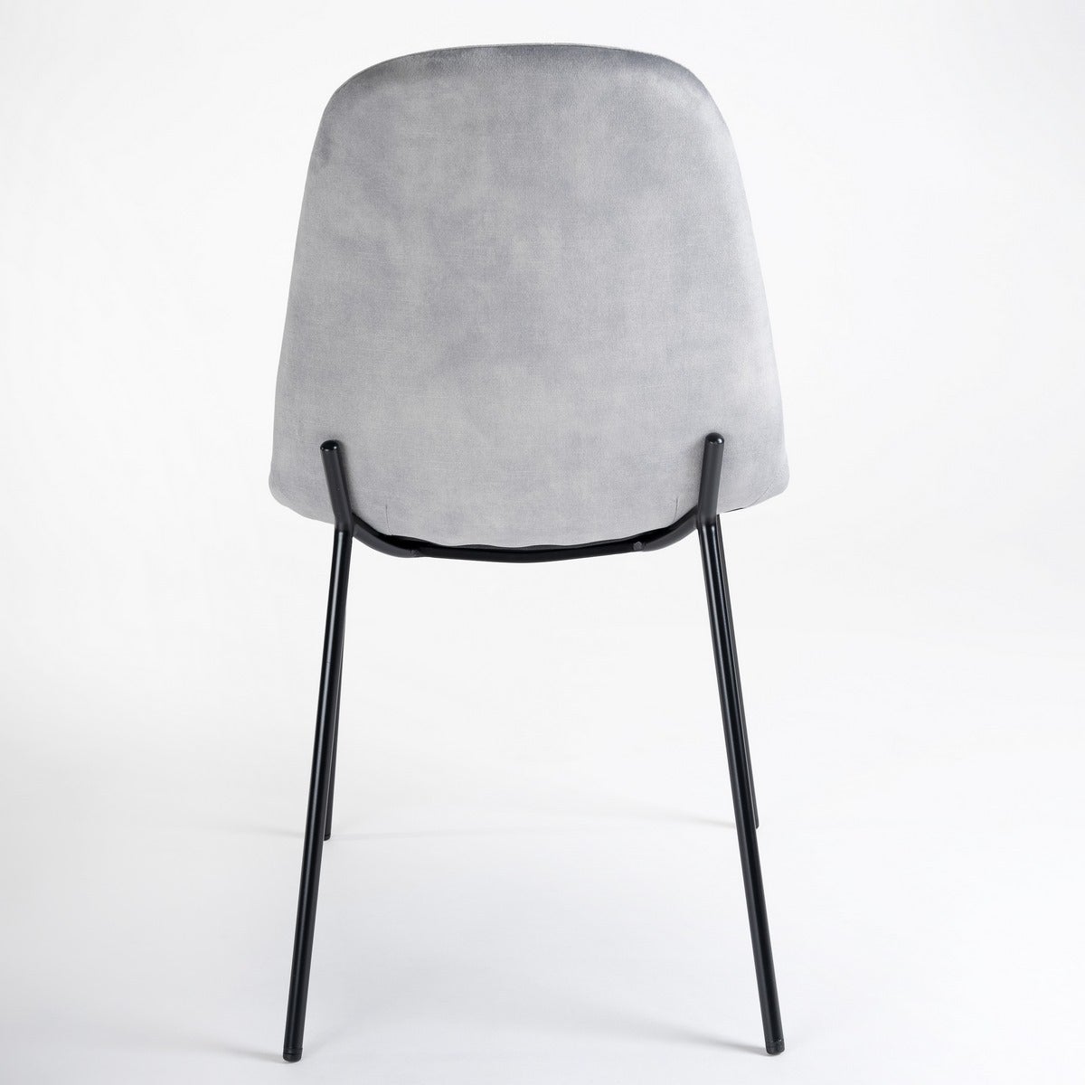 Pack de 2 sillas Gina de terciopelo gris con patas de metal negro