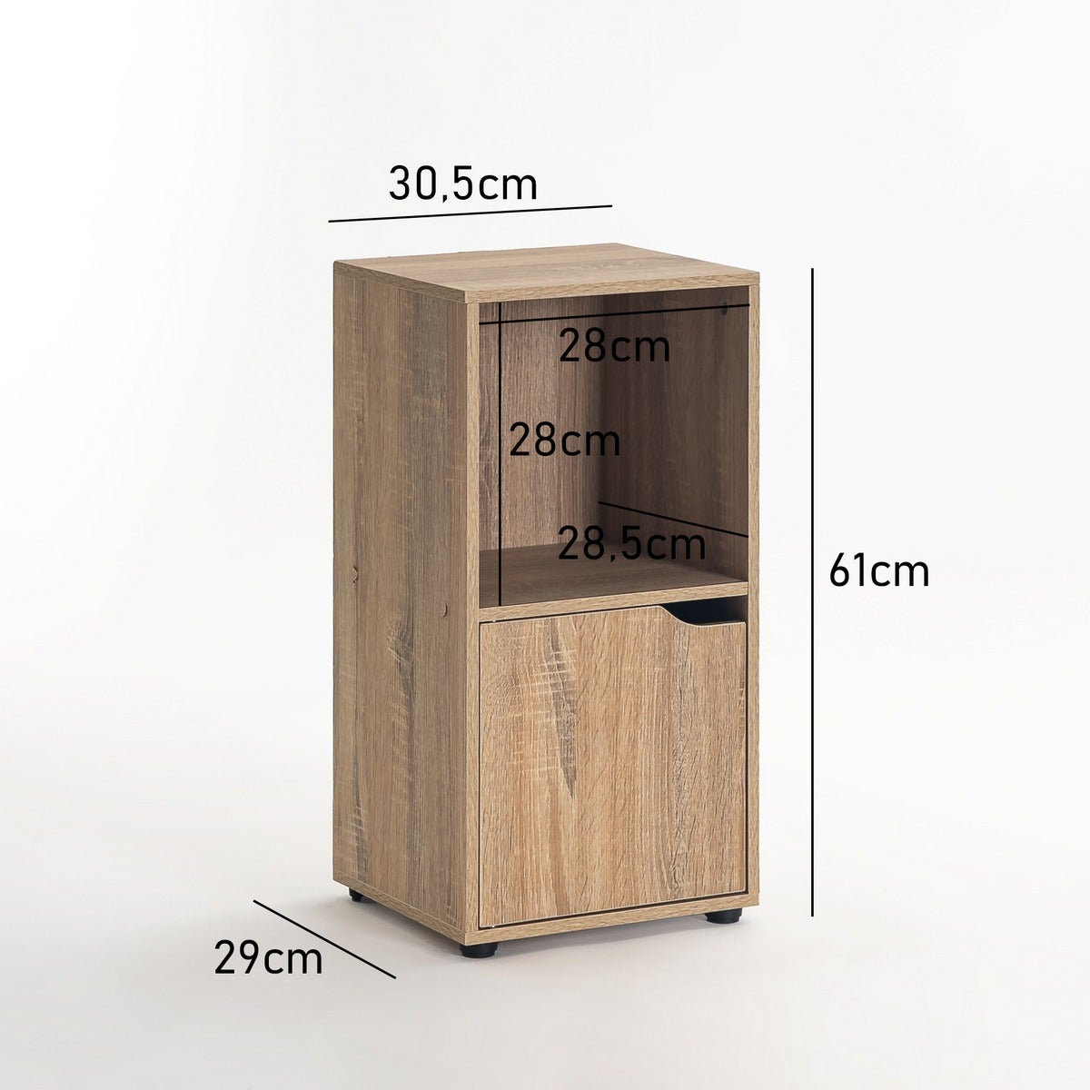 Set de 2 mesitas de noche con 1 puerta de MDF de 30x29x61 cm