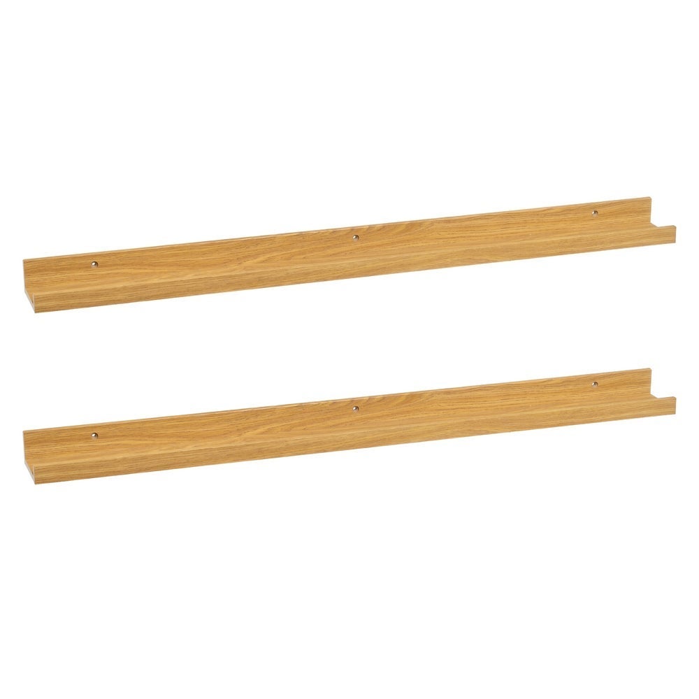Set de 2 estantes repisa para cuadros de MDF natural de 100 cm