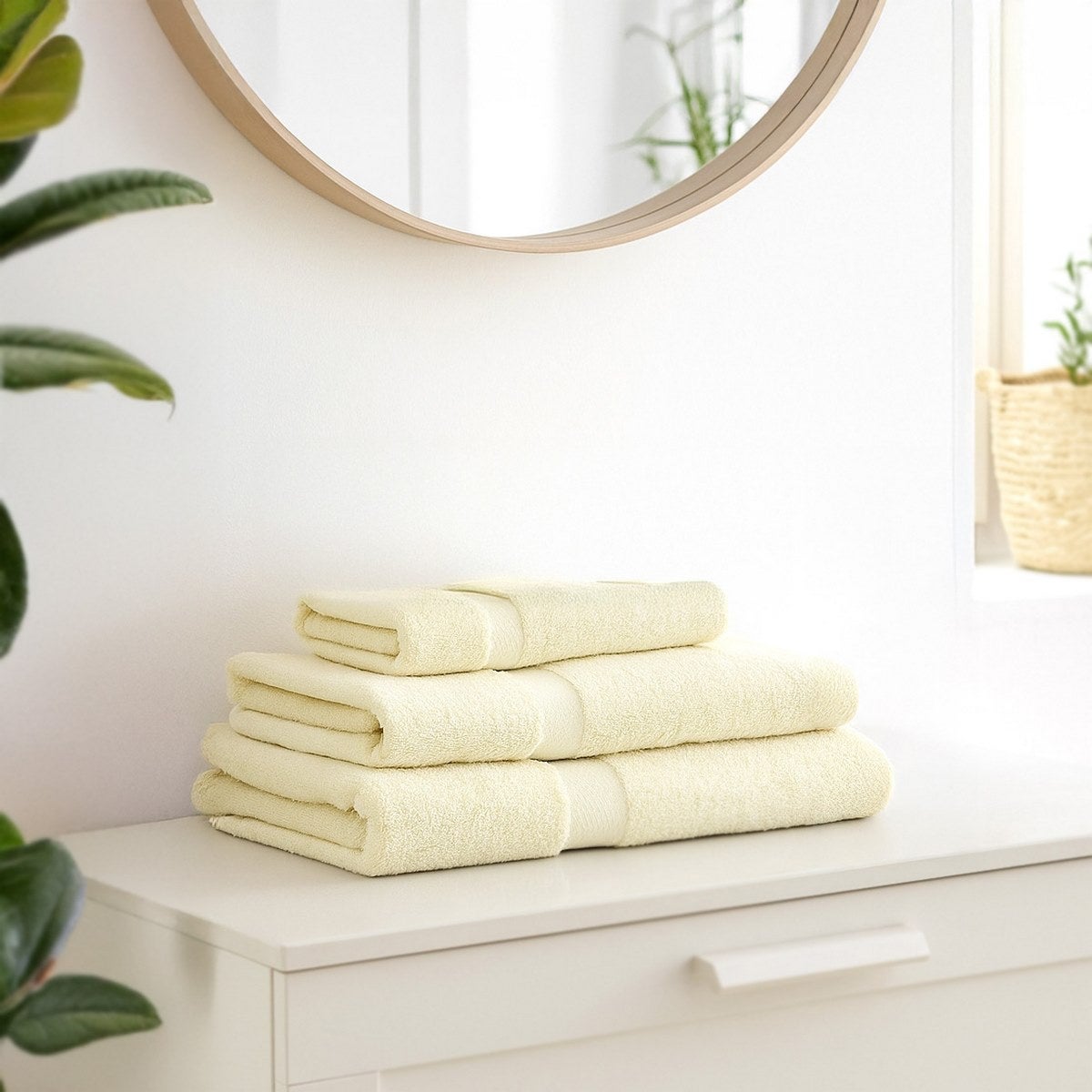 Juego de 8 toallas de baño color crema de 140x70 cm de 550gr/m²
