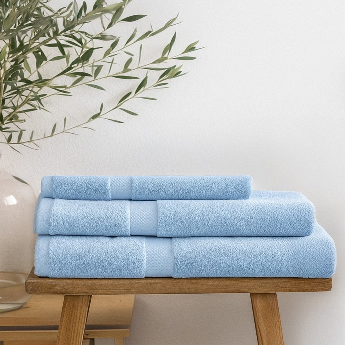 Juego de 6 toallas de sábana color azul de 150x100 cm de 550gr/m²