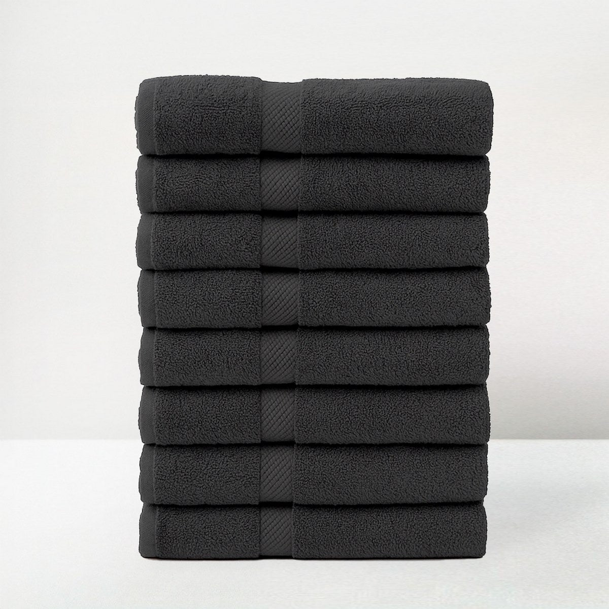 Juego de 8 toallas de baño color negro de 140x70 cm de 550gr/m²