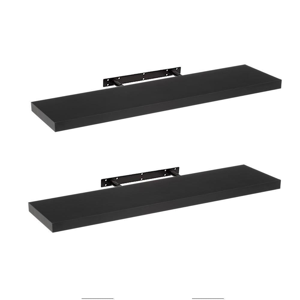 Set de 2 estantes de pared flotantes negros de 100x24 cm