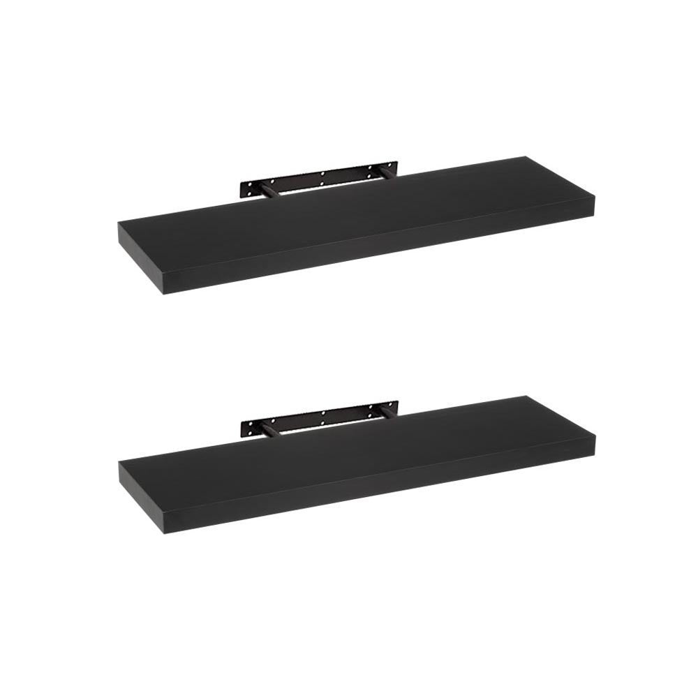 Set de 2 estantes de pared flotantes negros de 80x24 cm