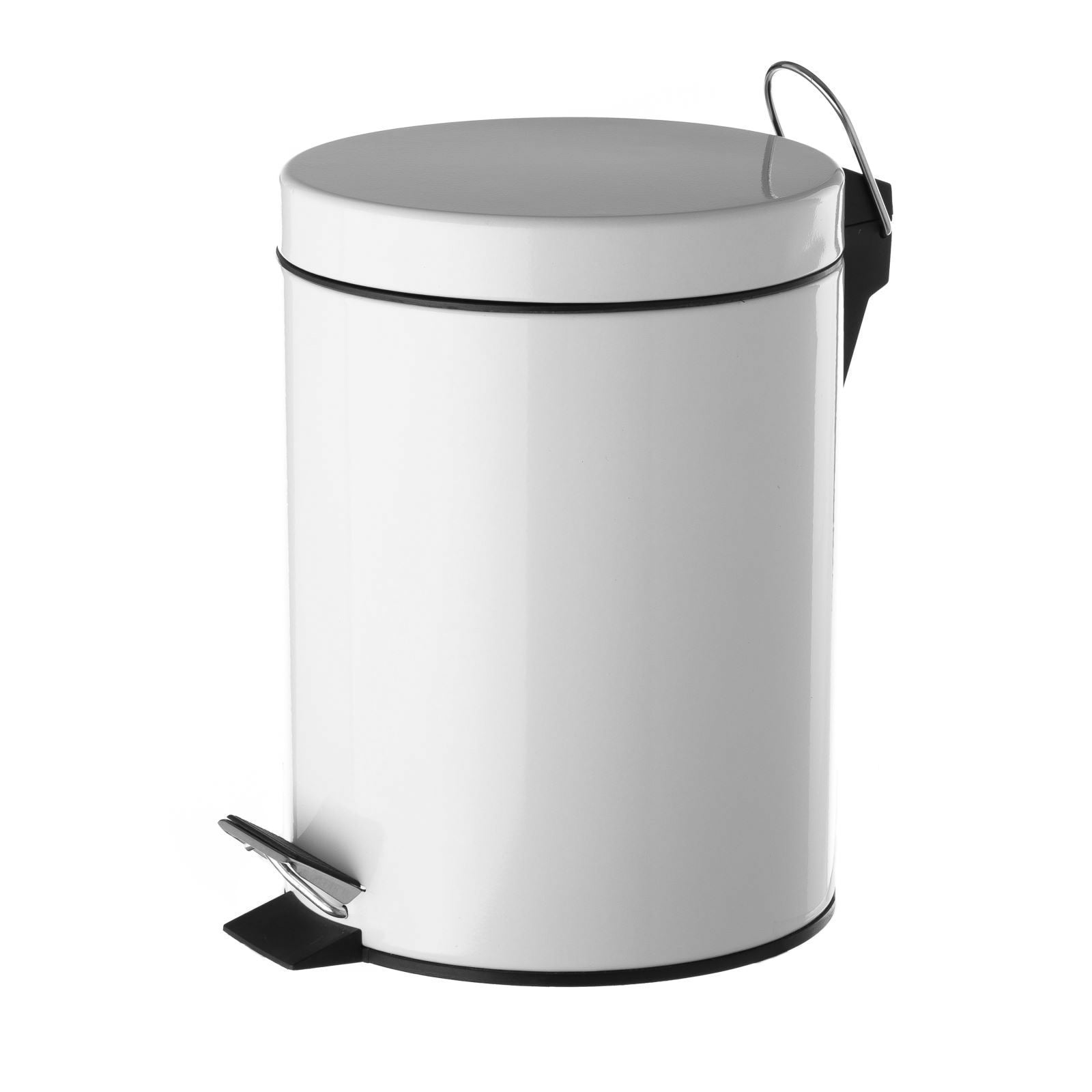 Papelera redonda de 5 litros con pedal de metal blanco