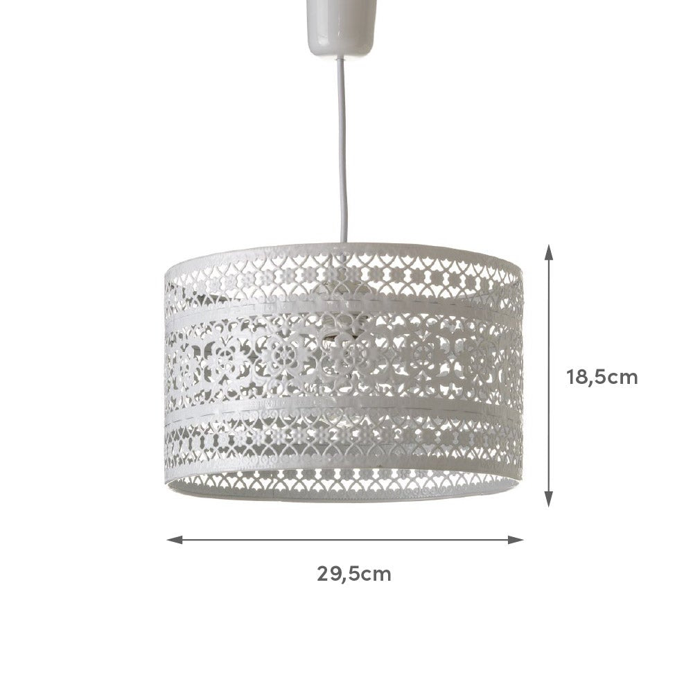 Lámpara de techo de metal blanco con diseí±o de flores de 29x18cm
