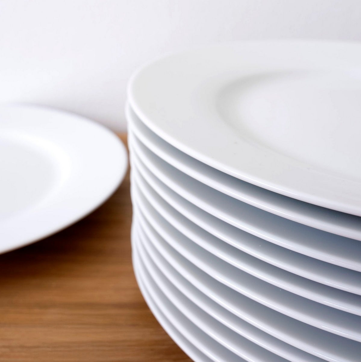 Set de 12 platos postre redondos blancos de porcelana de Ø 19 cm