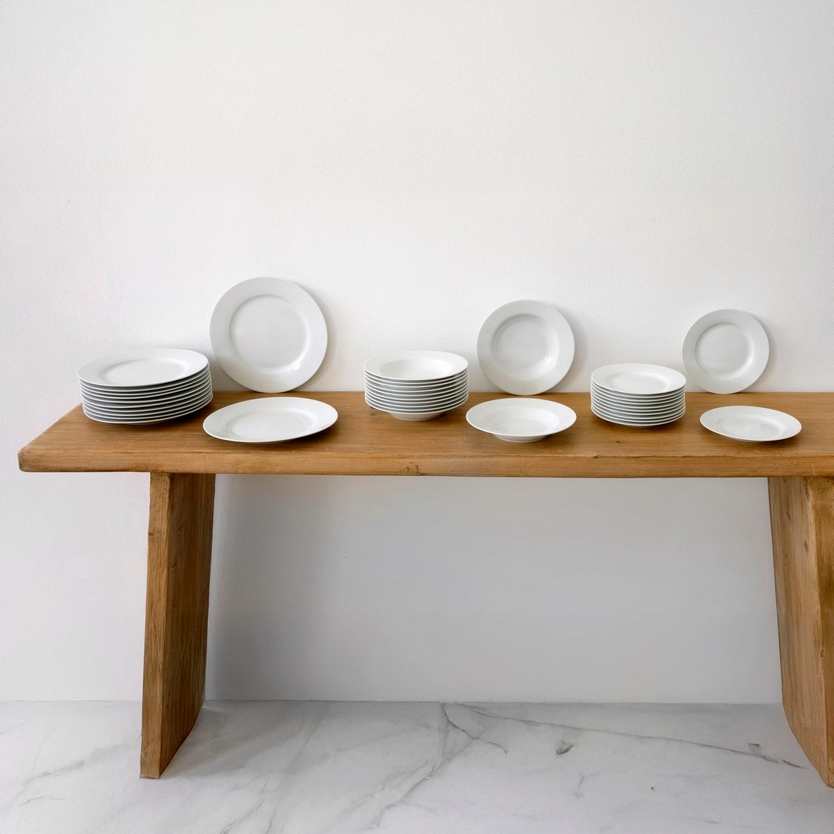 Set de 12 platos postre redondos blancos de porcelana de Ø 19 cm