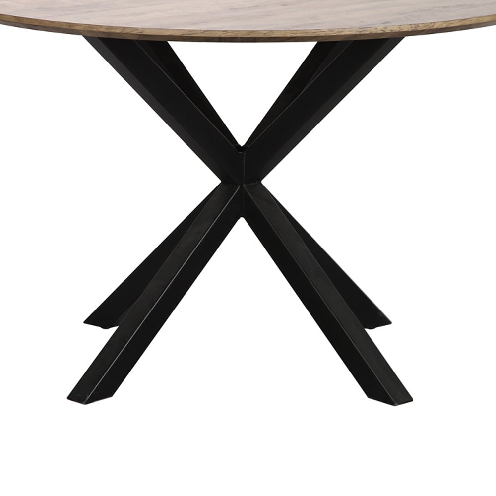 Mesa de comedor 4 personas redonda de metal y DM negra 100 cm