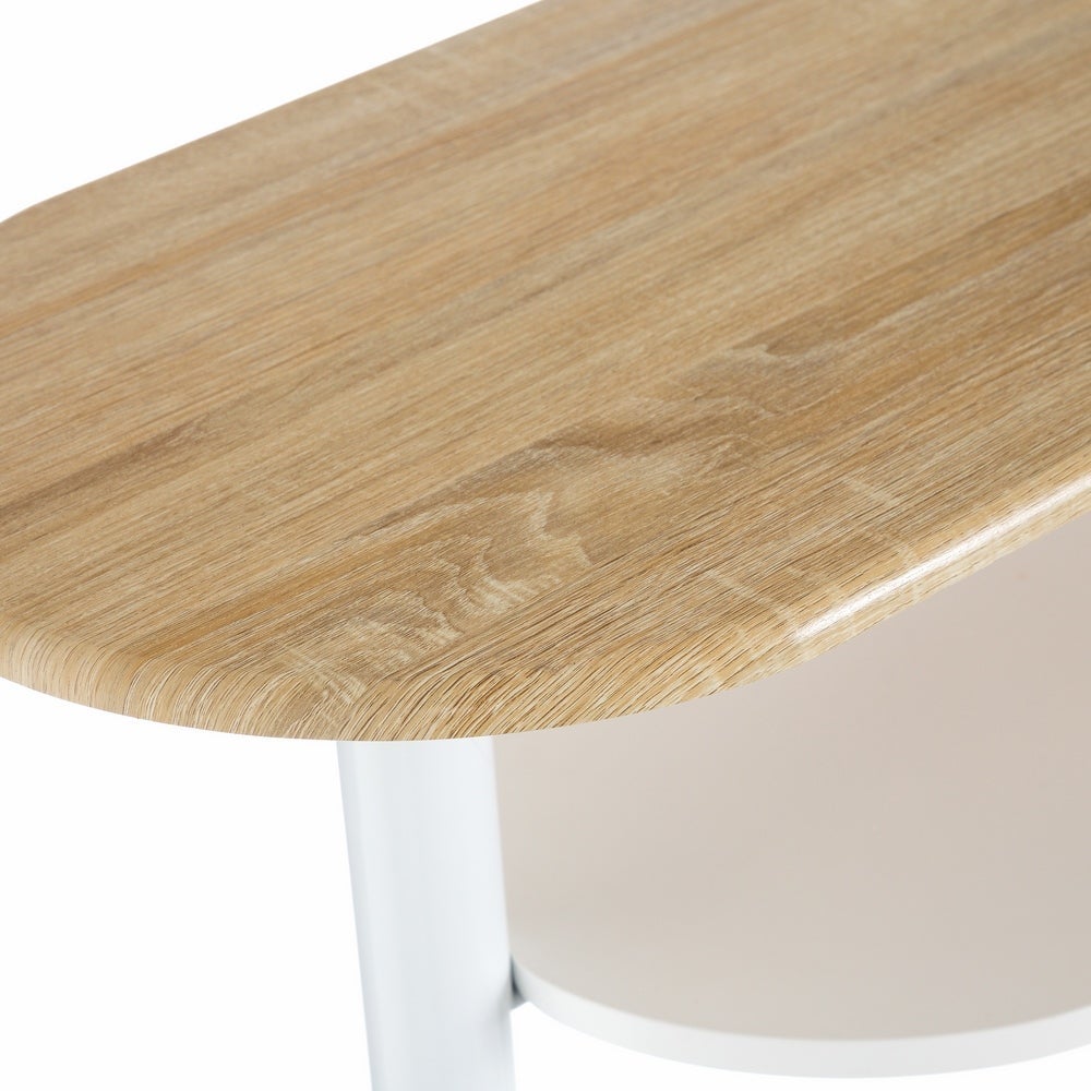 Pack de mesa barra y 2 taburetes de bar de MDF blanco y natural