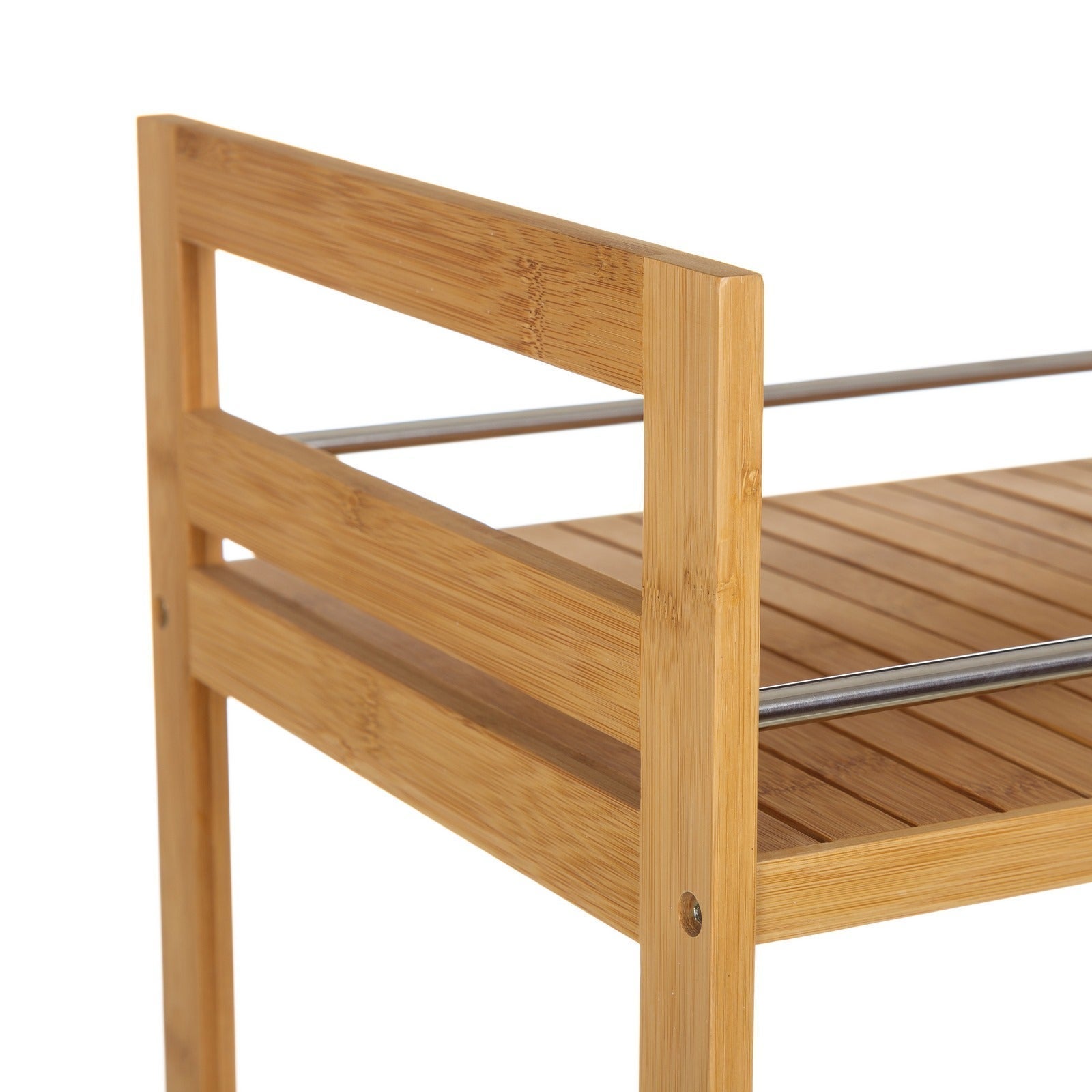 Carrito camarera de 2 estantes de bambú natural de 55x32x62 cm