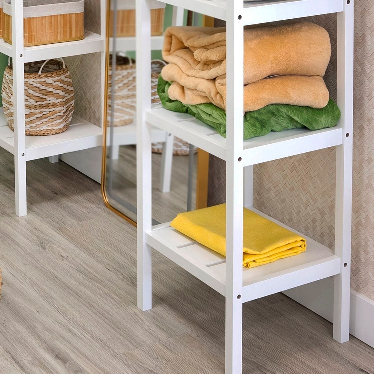 Estantería con 4 baldas laminadas de MDF blanca de 37x33x110 cm