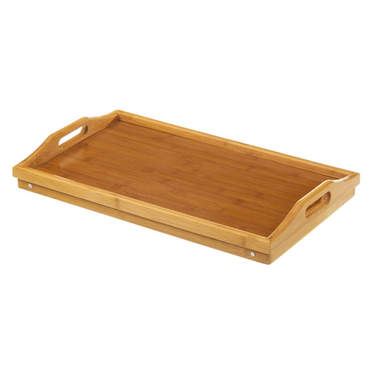 Bandeja de bambú marrón con patas plegables 66x30x21 cm
