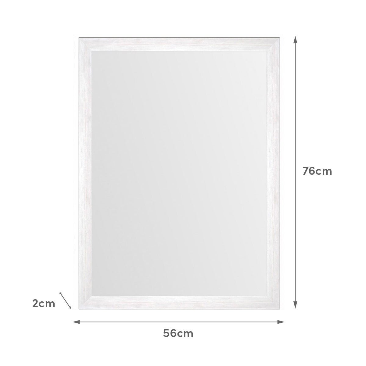 Espejo de pared con marco blanco con vetas de madera de 76x56 cm