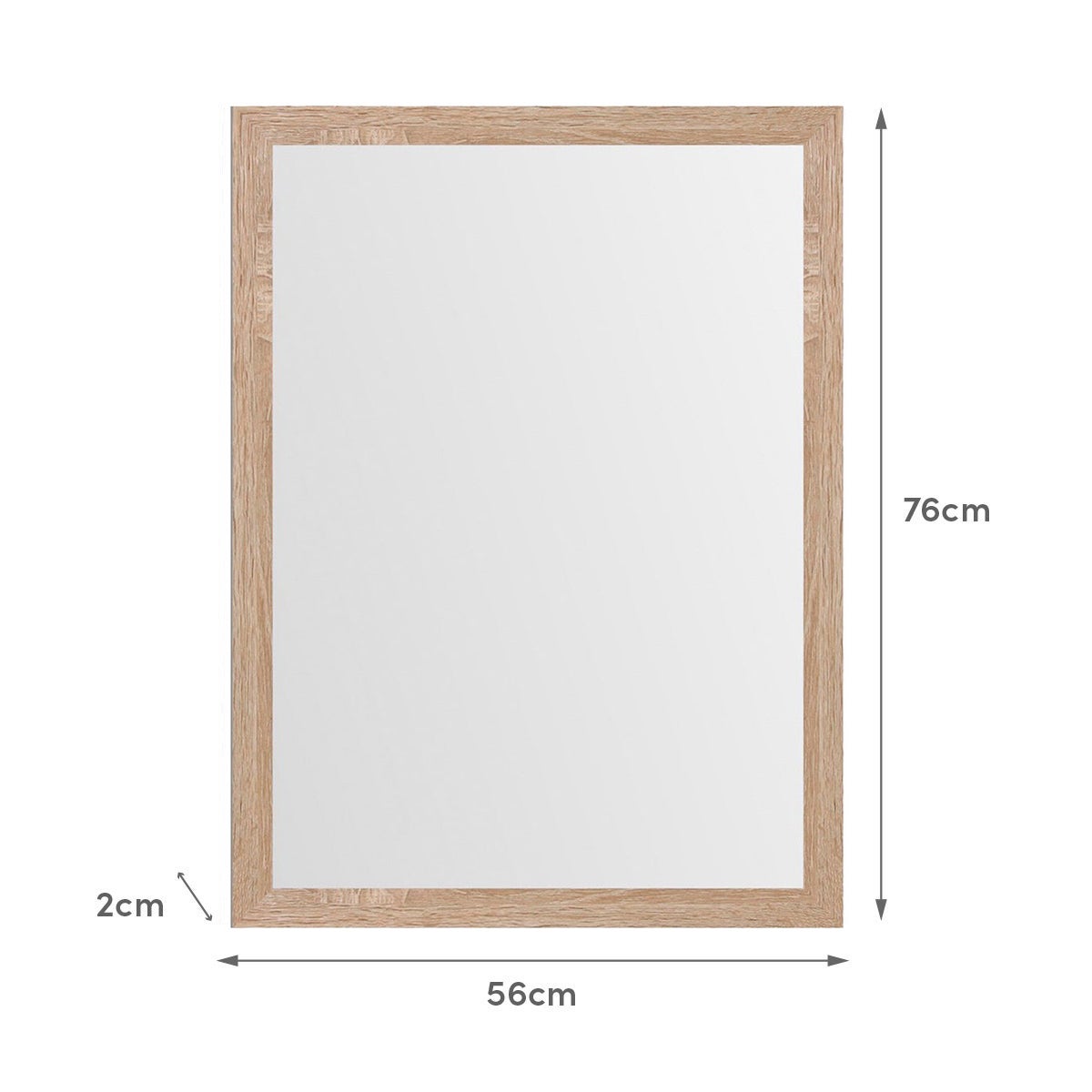 Espejo de pared natural de madera MDF de 56x76 cm