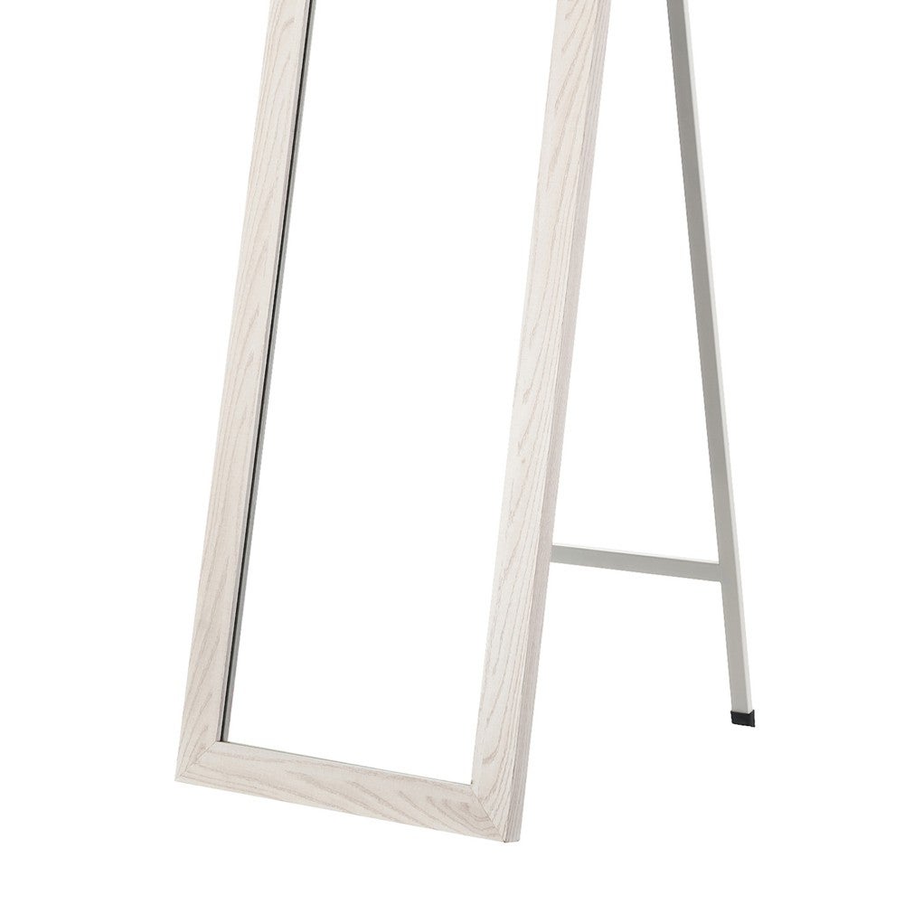Espejo de pie blanco decapí© de madera MDF de 37x157cm