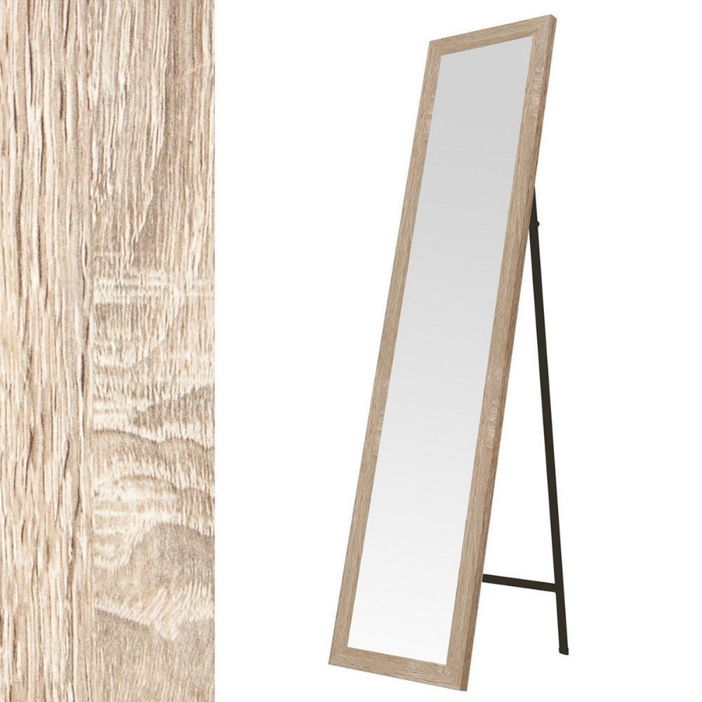 Espejo de pie natural de madera MDF de 37x157 cm