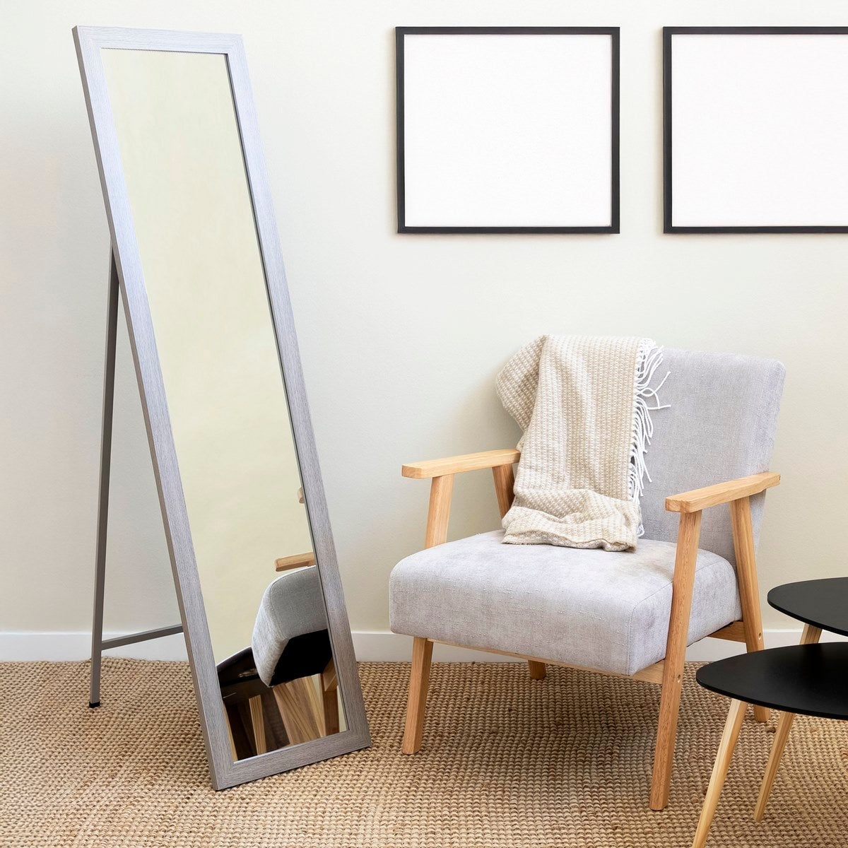 Espejo de pie gris de madera MDF de 37x157 cm