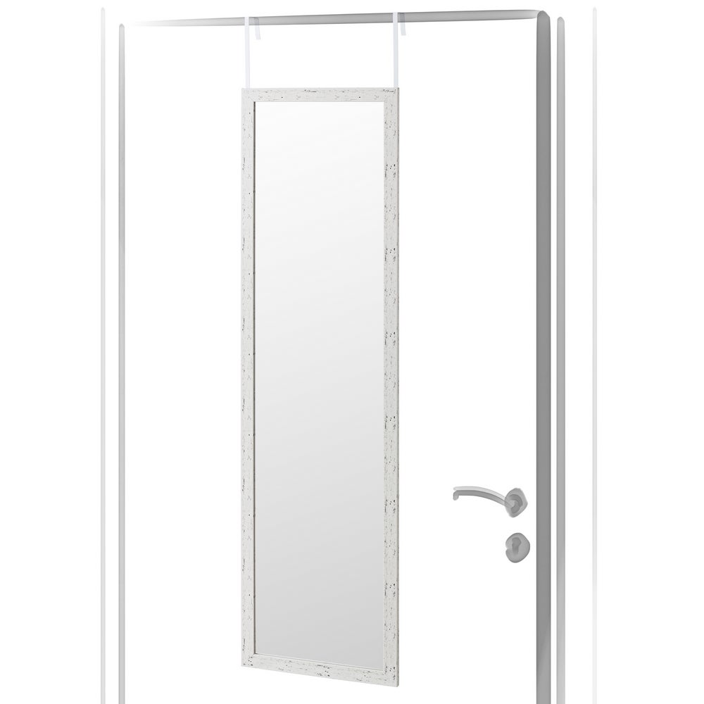 Espejo para puerta o pared de color blanco envejecido de 35x125cm