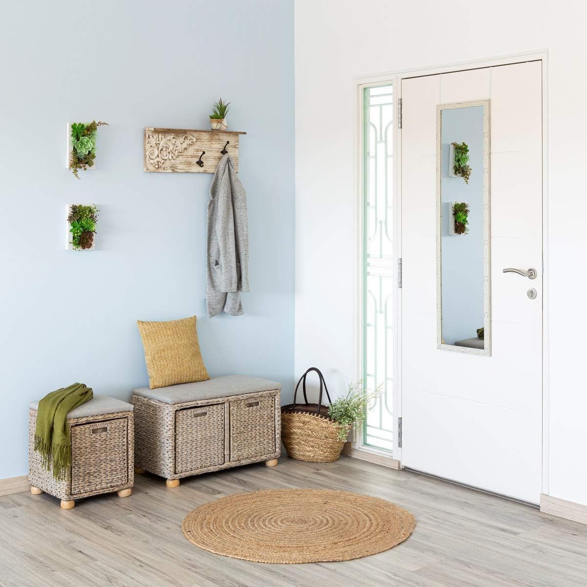 Espejo para puerta o pared de color blanco envejecido de 35x125cm