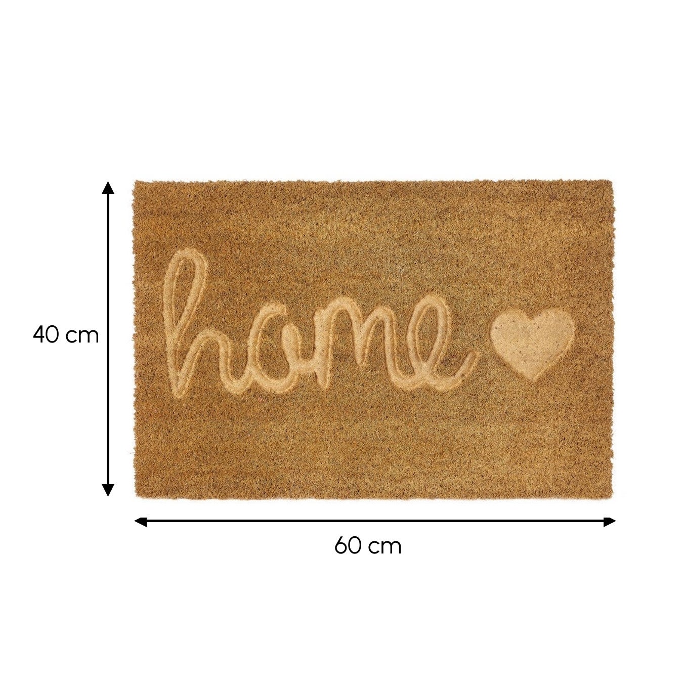 Felpudo antideslizante de fibra de coco natural modelo Home de 60x40 cm