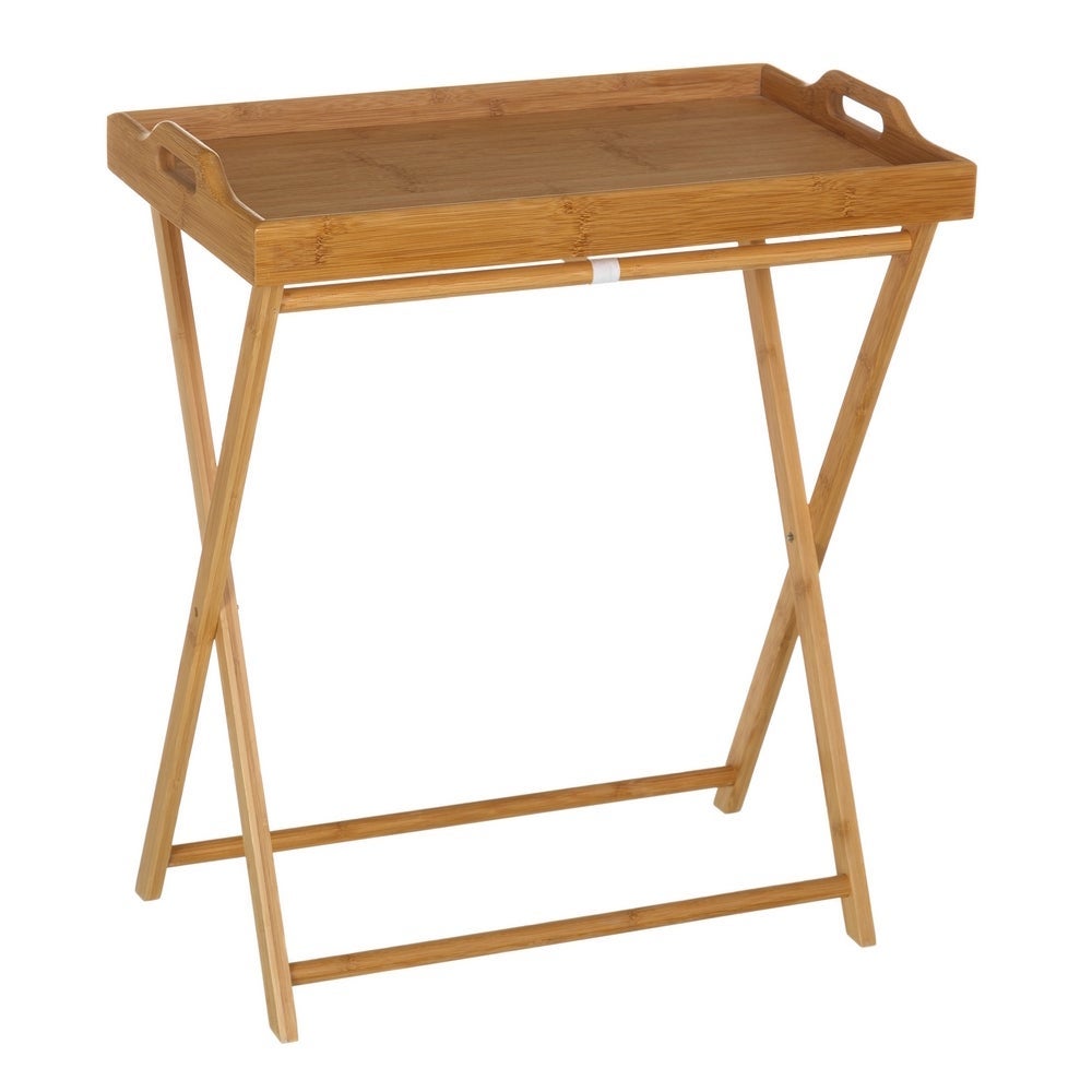 Mesita Bandeja Plegable de bambíº marrón de 35x55x61 cm