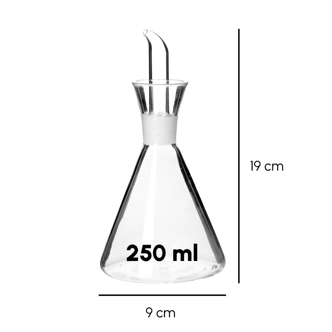 Aceitera antigoteo transparente de cristal 250 ml 9x9x19 cm