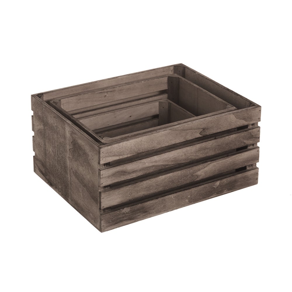 Set de 3 cajas organizadoras de madera marrón oscuro -