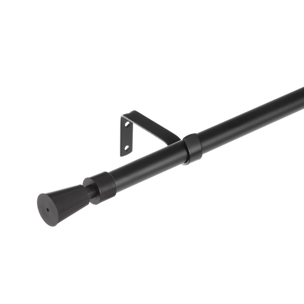 Barra de cortina negra de 122-211 cm con escuadras y 2 terminales