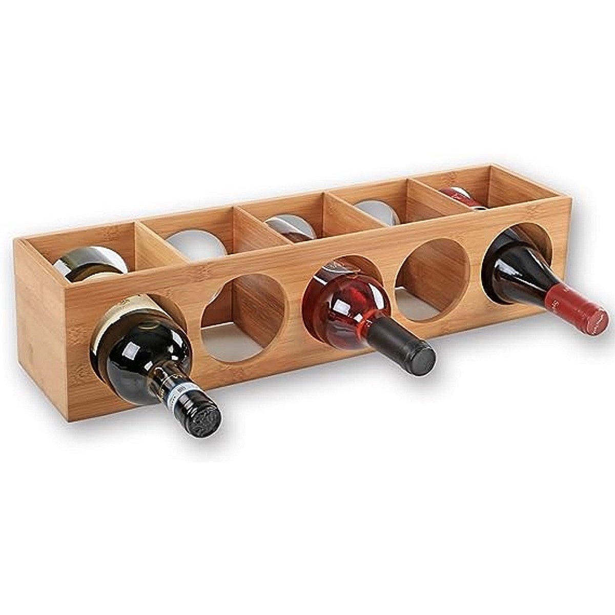Botellero para 5 botellas de bambú natural de 53x13x13 cm